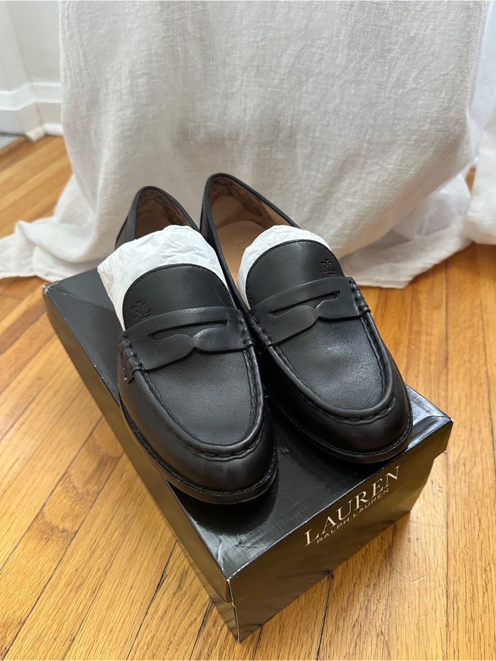 Lauren Ralph Black Leather Loafers